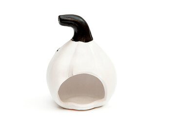 Candlestick pumpkin for halloween isolated on white background