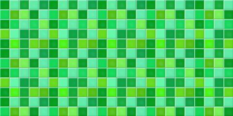 Green mosaic tiles wall texture abstract background vector illustration