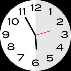 5 minutes to 6 o'clock analog clock icon