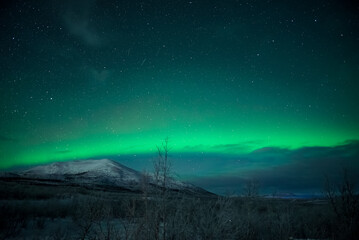 Fototapeta na wymiar northern lights aurora borealis landscape with forest