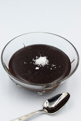 Fototapeta premium Chocolate pudding on a white background