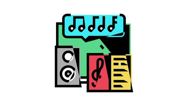 music school lesson animated color icon. music school lesson sign. isolated on white background