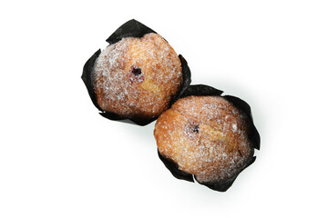 Tasty chocolate muffins isolated on white background