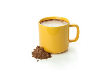 Cocoa in cup isolated on white background