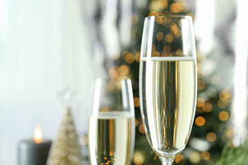 Concept of New Year celebration with champagne