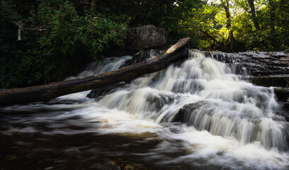 Hallamolla waterfall in southern Sweden. Long exposure. Selective focus.