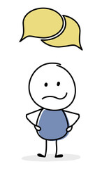 Angry stickman with chat - speech bubble symbol. Business concept. Vector