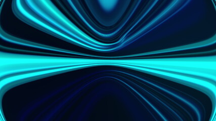 Blurry futuristic 3d render textures with changing shapes. Cosmic digital gradient of sound and magnetic waves. Vibrating decorative ornament of curved meditative space.