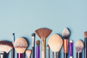 A set of different makeup brushes.