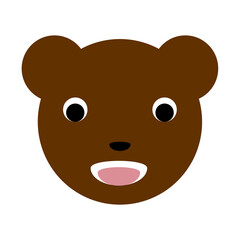 Cartoon face of a bear. Flat design