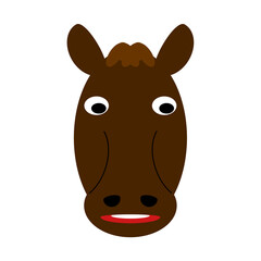 Cartoon face of a horse. Flat design