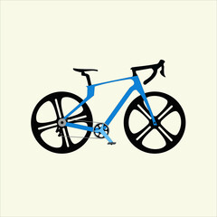 Blue sport bicycle with big wheels isolated