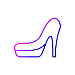 Hooded high heel outline icon. Sexual woman shoe. Purple gradient symbol. Isolated vector illustration