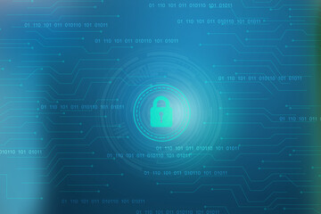 Fototapeta premium 2d illustration lock security with futuristic background 