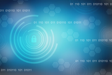 2d illustration lock security with futuristic background

