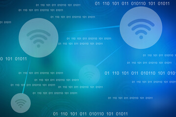 Naklejka premium 2d illustration wifi futuristic technology background 