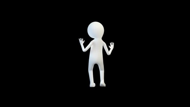 White 3d man dancing a maraschino dance