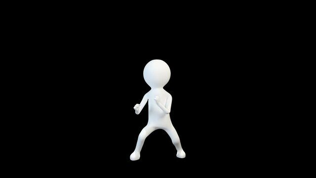 3d white man fights kicks