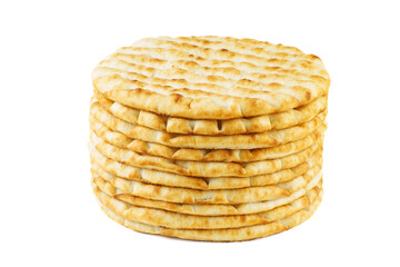 Stack of greek pita isolated on a white background