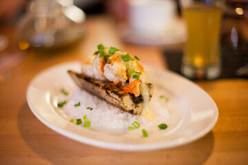 Prawns chef's speacial dish at a fancy restaurant