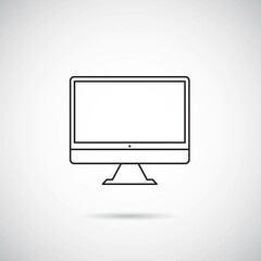 Vector computer monitor isolated on white background, the concept of working at home online, teaching school children and students at home. Black isolated on a white background.