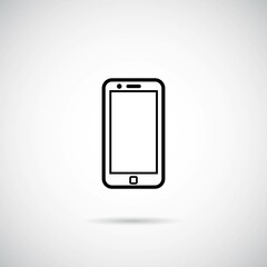 Vector mobile isolated on white background, the concept of working at home online, teaching school children and students at home. Black isolated on a white background.