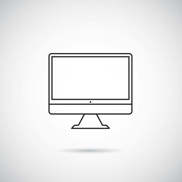 Vector computer monitor isolated on white background, the concept of working at home online, teaching school children and students at home. Black isolated on a white background.