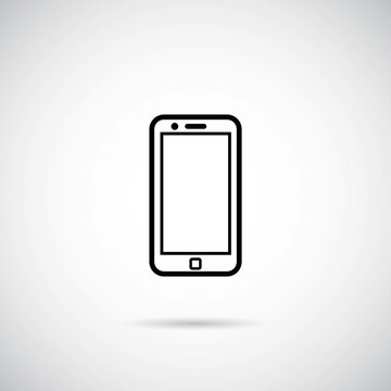 Vector mobile isolated on white background, the concept of working at home online, teaching school children and students at home. Black isolated on a white background.