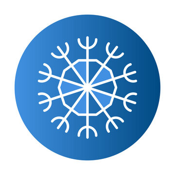 Snowflake flat icon. Sign of blue snowflake for xmas symbol, new year decoration, Christmas web banner. Vector icon ice, snow emblem. Festive winter season logotype. Minimalist line illustration.