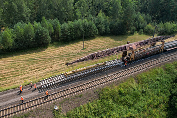 Railroad Track Construction. Train Track Repair and Maintenance. Build A Railway Track for train to...