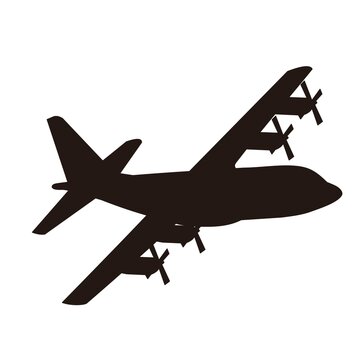 military airplane AC-130 with propeller flat illustration vector design