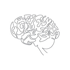 Fototapeta premium Braine drawn by one line. Anatomical sketch. Continuous line drawing a human organ. Vector illustration in minimal style.