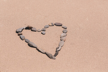 Heart Made Of Pebble On Beach