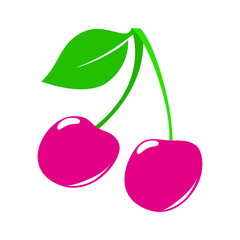 Cherry flat icon, vector illustration