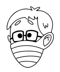 Medical Face Mask Icon. Simple thin line mark with person wearing protective mask.