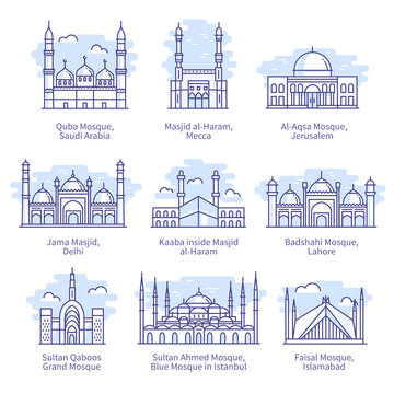 World famous mosques. Kaaba inside Masjid al-Haram