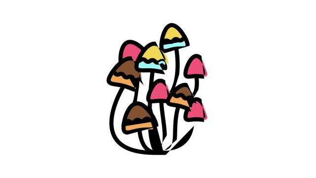 mushrooms boho animated color icon. mushrooms boho sign. isolated on white background