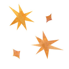 Fototapeta na wymiar Watercolor set of golden stars 