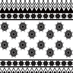 Geometric ethnic seamless pattern in black and white design for clothing, fabric, wallpaper, ornament, embroidery, carpet, background, tribal, textile, Ikat, batik,