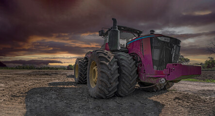Fototapeta premium Heavy Rescue in Stormy Weather - Powerful Earth Moving Machinery for Road Building