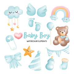 Baby boy,baby shower element. 