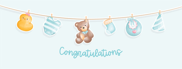 baby shower, baby boy banner © chan