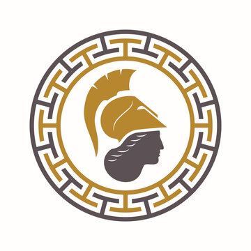Goddess Greek Athena Logo Design Vector Template