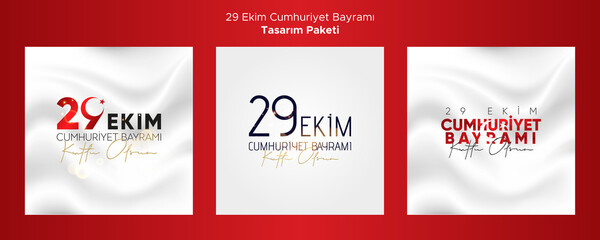 October 29 Turkey Republic Day Greeting Cards Design Pack.
