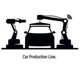 Automotive line. Industry technology concept. Car manufacture Flat Vector Illustration.
