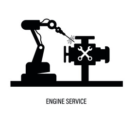 Car and engine service.  Repair, service, industry, industrial and mechanical, vector design and illustration.