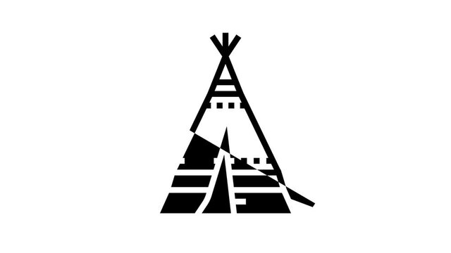 tipi tepee boho animated line icon. tipi tepee boho sign. isolated on white background