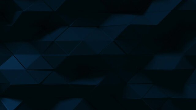 Abstract Polygonal Geometric Surface Loop 8 Dark Blue. Clean soft low poly motion background of shifting obscure shadowy deep arctic blue triangles. Abstract poly background. 