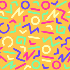 Abstract 80s hand drawn seamless pattern