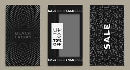 Dark Set of black Friday 2021 sale post social media pack template premium poster vector. Black Friday sale label template design for banner, idea, cover, booklet, print, flyer, card, poster, badge